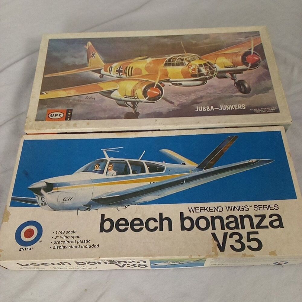 2 Plastic Model Kits 1/50 Scale JU88 Junkers Bomber WW2 Beech Bonanza V35